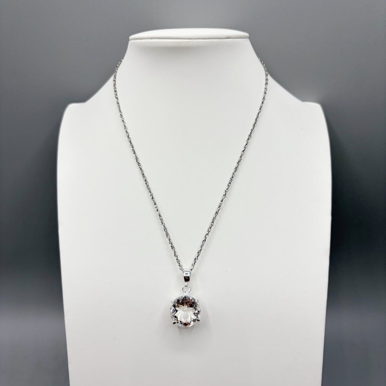 Ciondolo Cristallo di Rocca e Argento 925 - Tondo