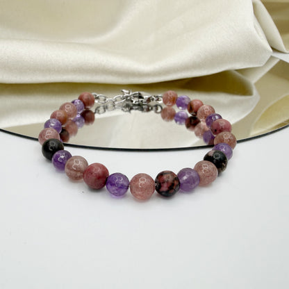 Bracciale Love &amp; Harmony - Quarzo Fragola, Rodonite, Ametista - LIMITED EDITION
