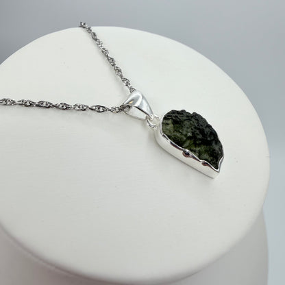 Ciondolo Moldavite Grezza - Argento 925