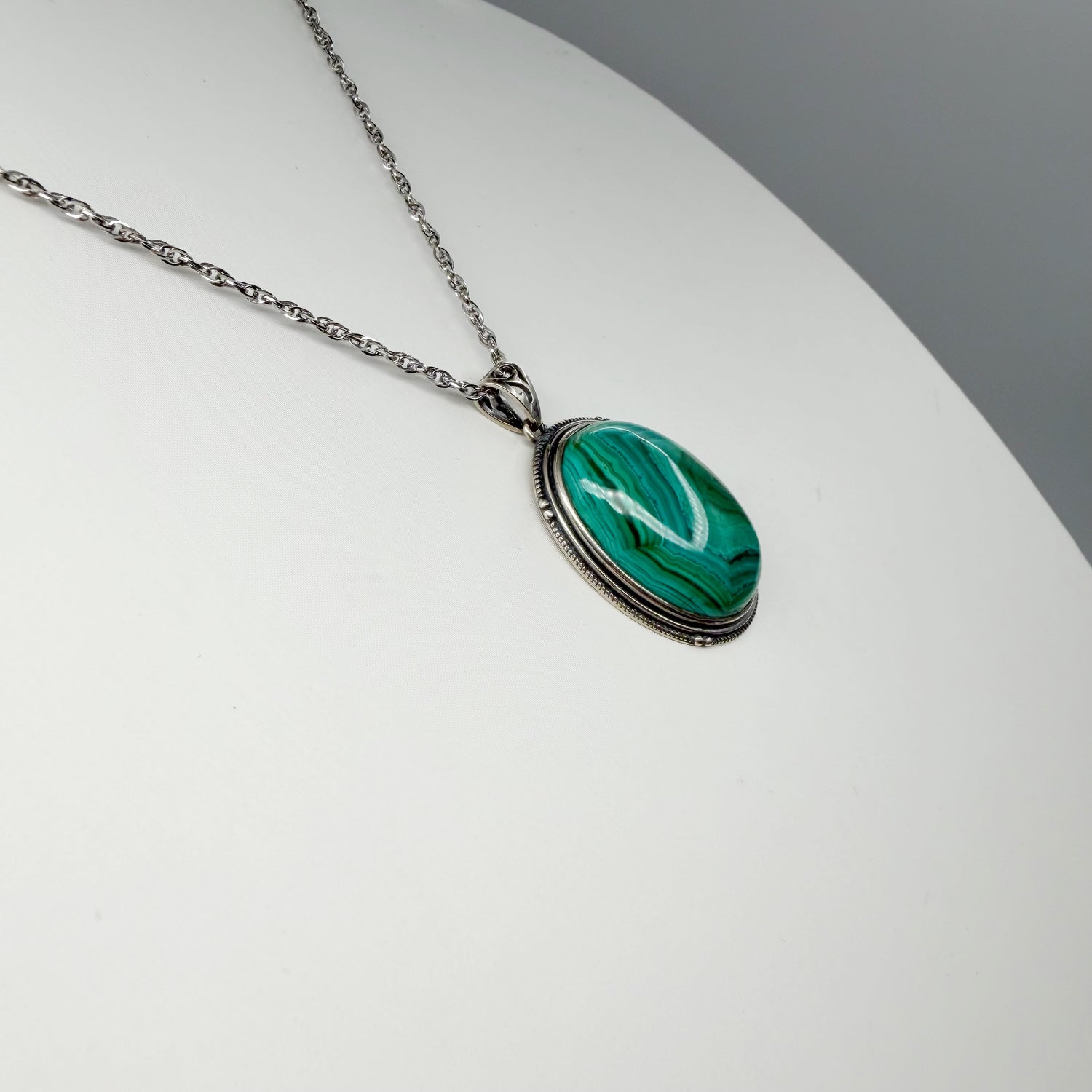 Ciondolo Malachite Ovale - Argento 925