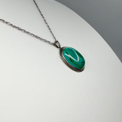 Ciondolo Malachite Ovale - Argento 925