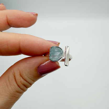 Anello Acquamarina grezza - Argento 925