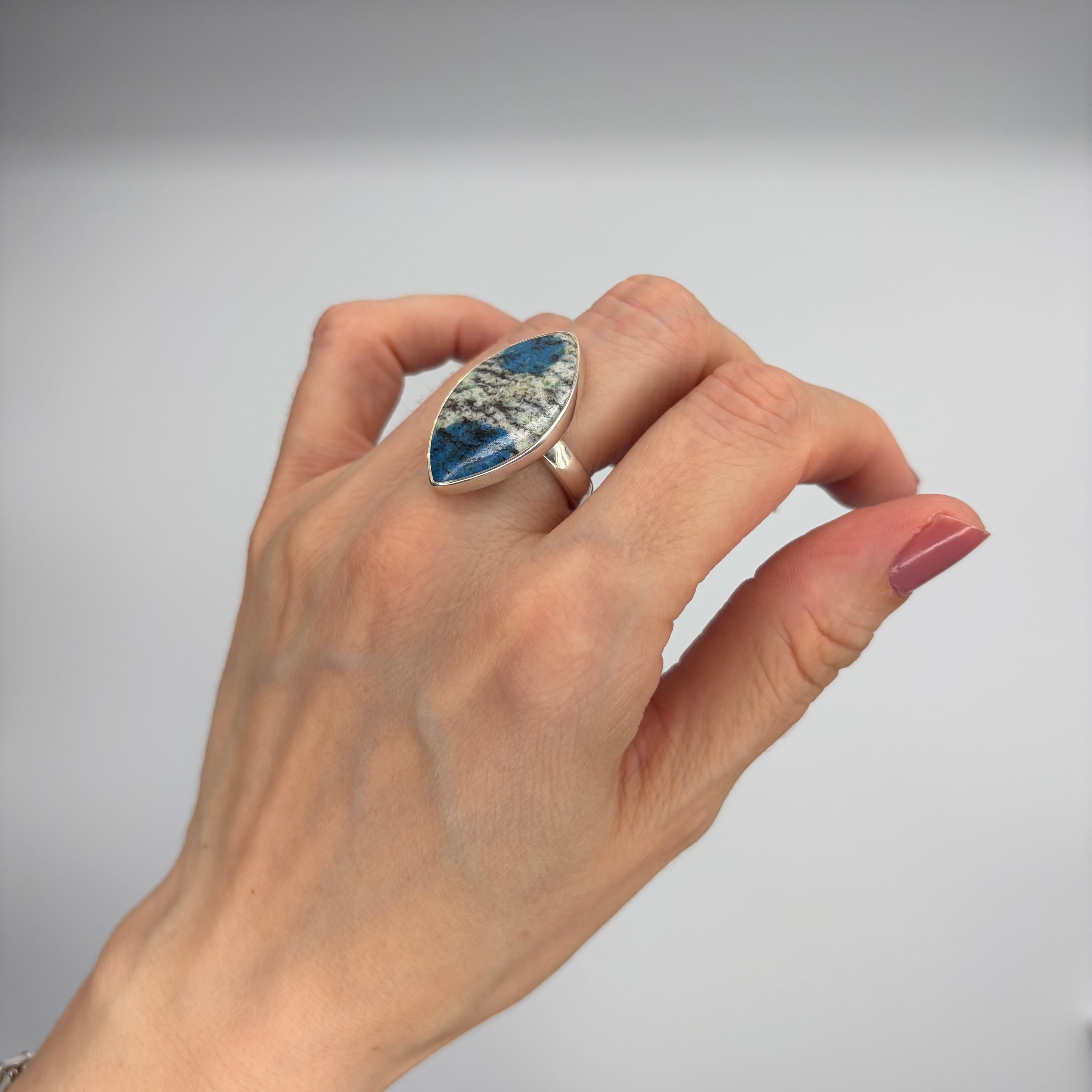 Anello Azzurrite in Granito (K2) e Argento 925