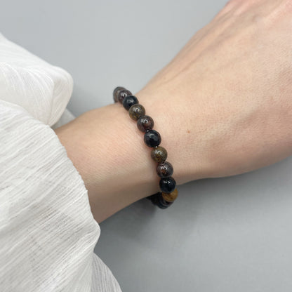 Bracciale Infinite Possibilità - Bronzite, Granato e Ossidiana