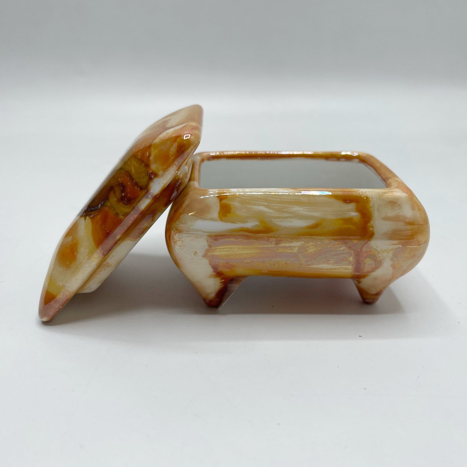 Portagioie piccolo, porcellana dipinta a mano - Arancio