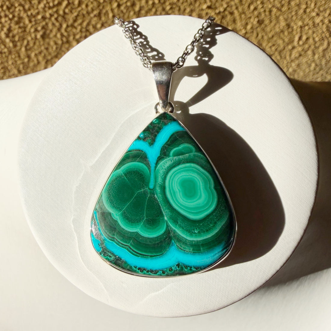 Ciondolo Malachite e Crisocolla Argento 925 - A Goccia