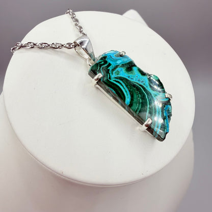 Ciondolo Malachite e Crisocolla Argento 925 - irregolare
