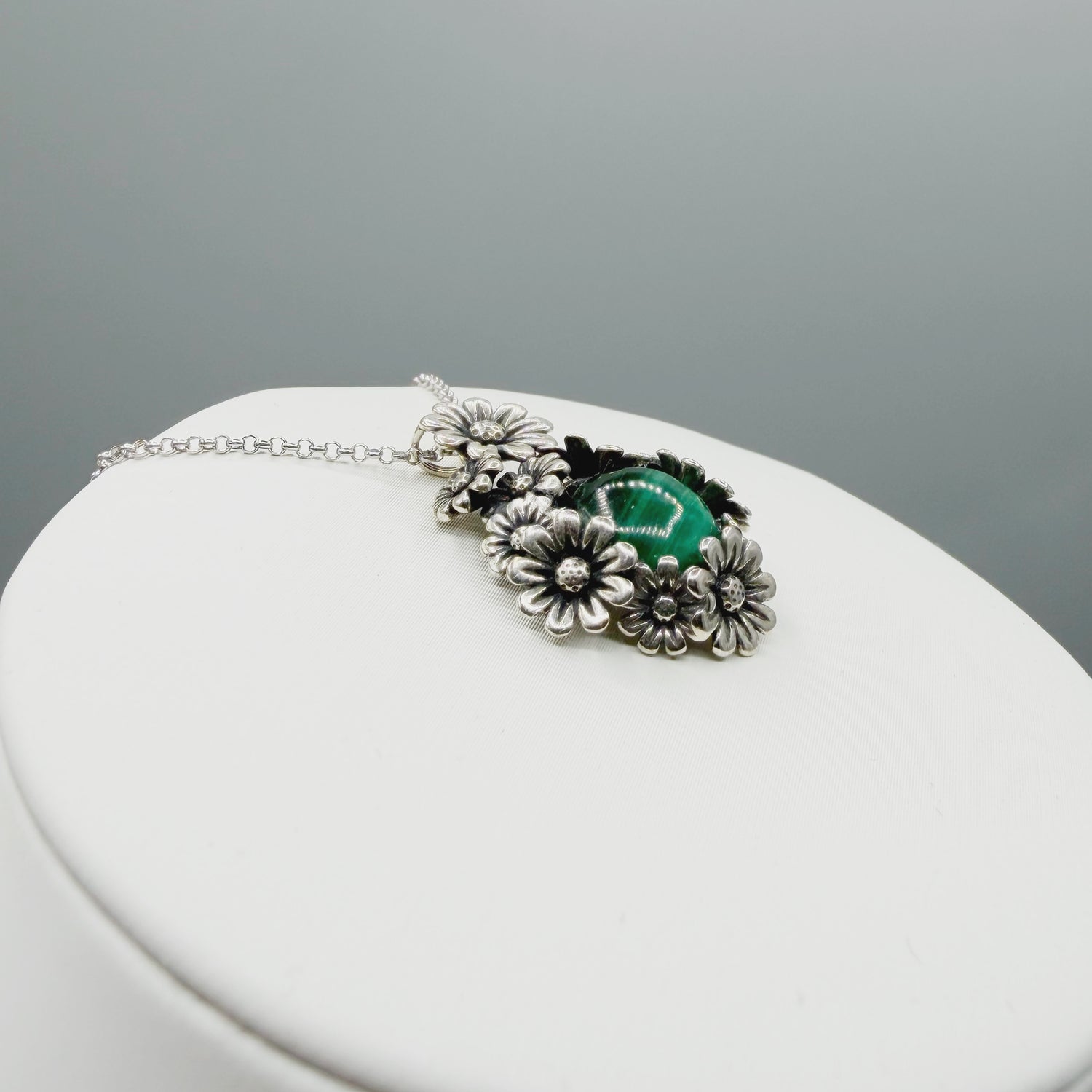 Ciondolo Malachite Fiore - Argento 925