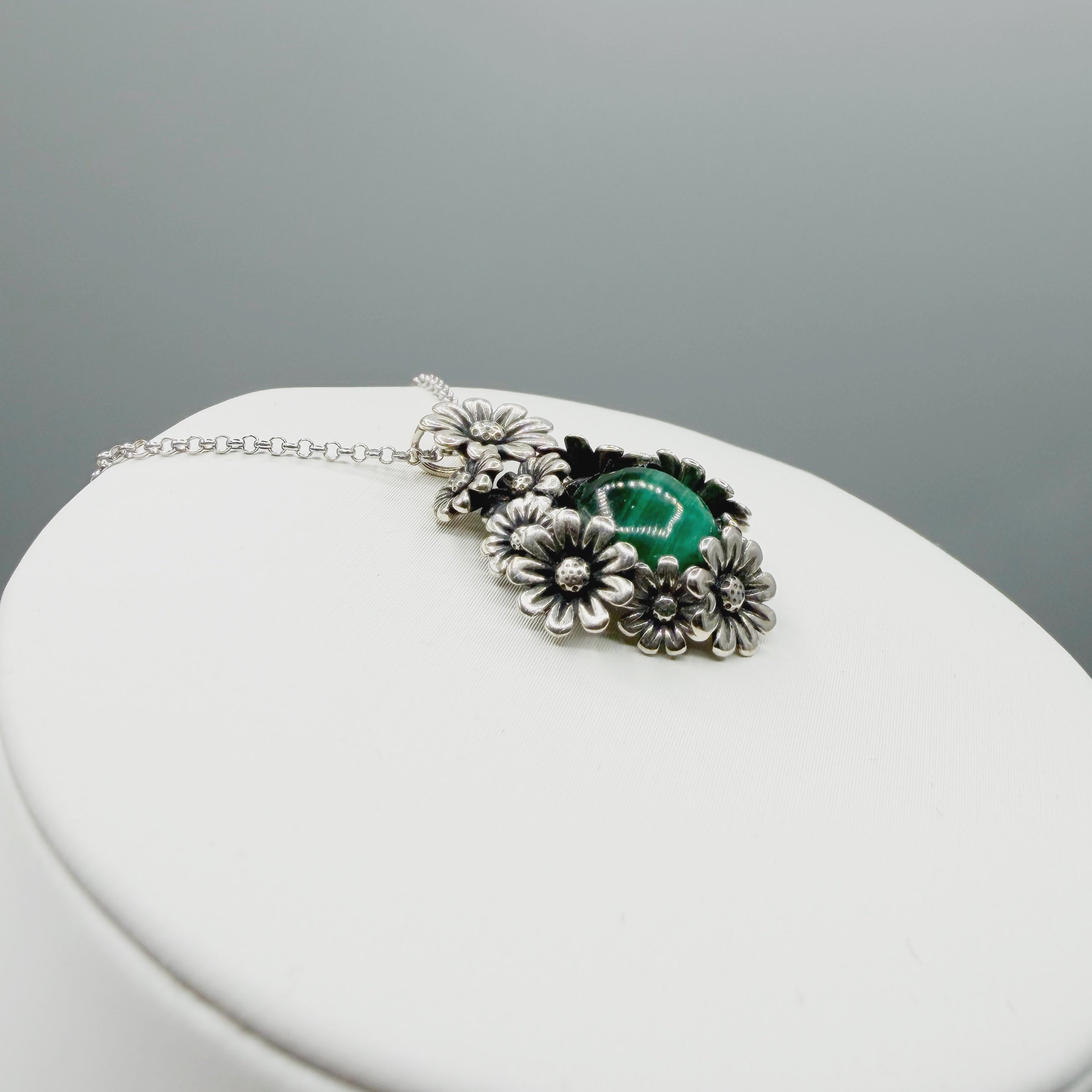 Ciondolo Malachite Fiore - Argento 925