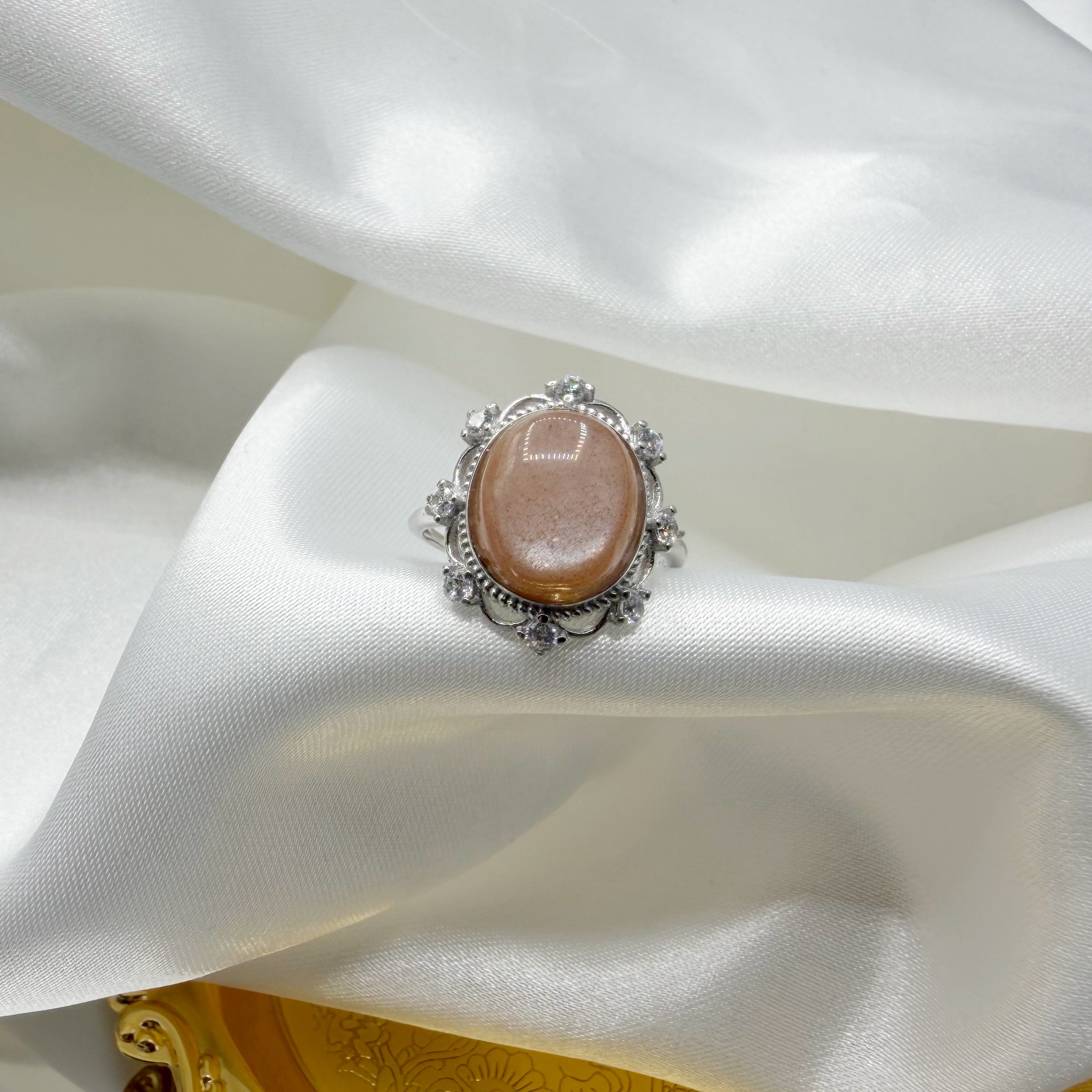Anello Pietra di Luna Pesca - Argento 925