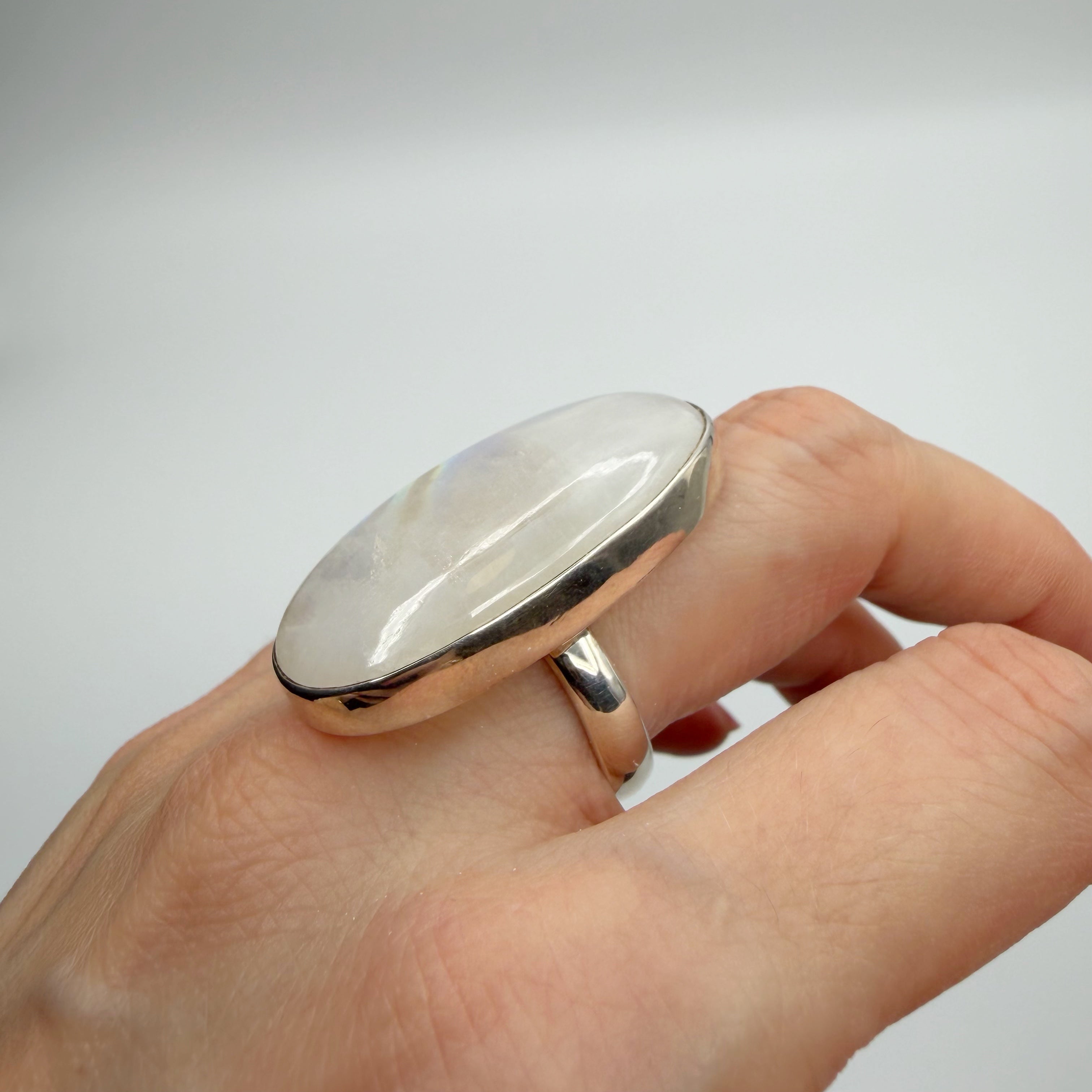 Anello Labradorite Bianca ovale - Argento 925