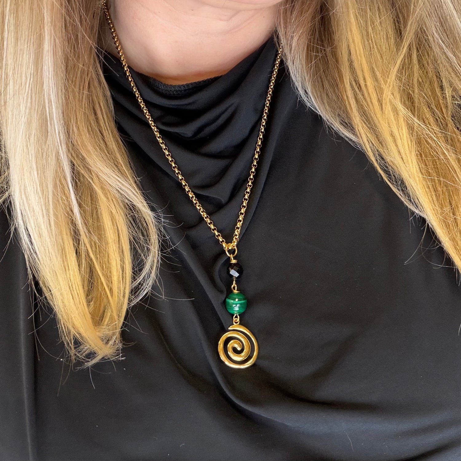 Collana Armonia e Protezione - Tormalina e Malachite - GOLD
