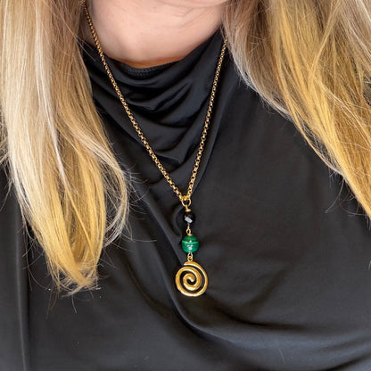 Collana Armonia e Protezione - Tormalina e Malachite - GOLD