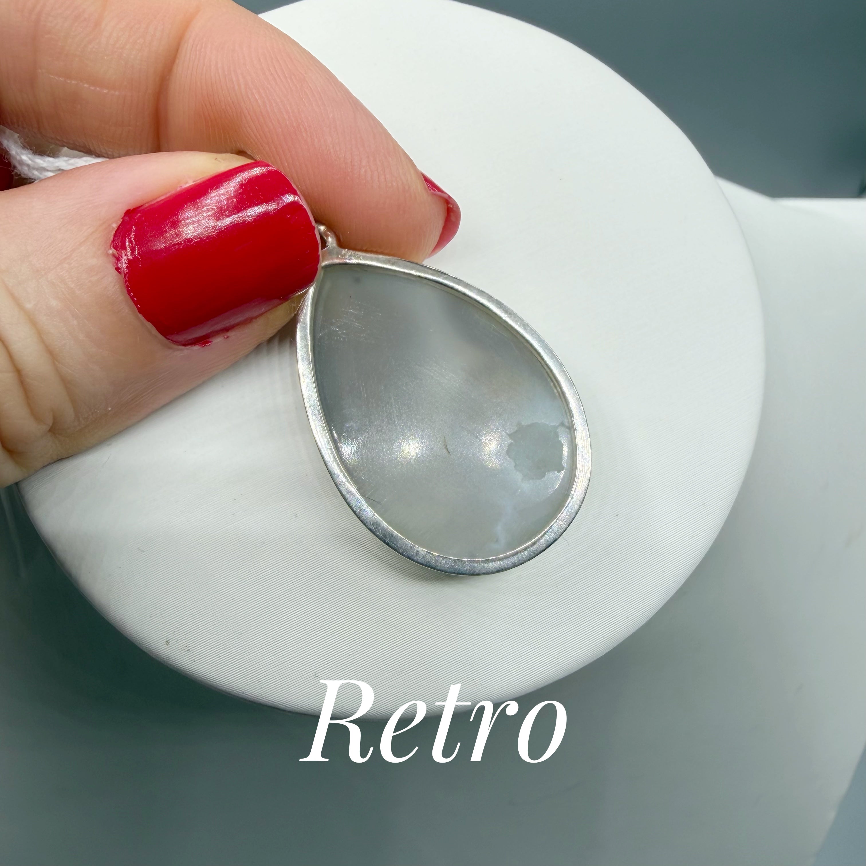 Ciondolo Drusa di Agata con Pirite Aura - Argento 925 - a Goccia