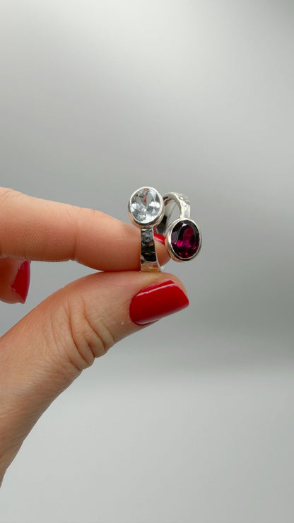 Anello Acquamarina e Granato - Argento 925