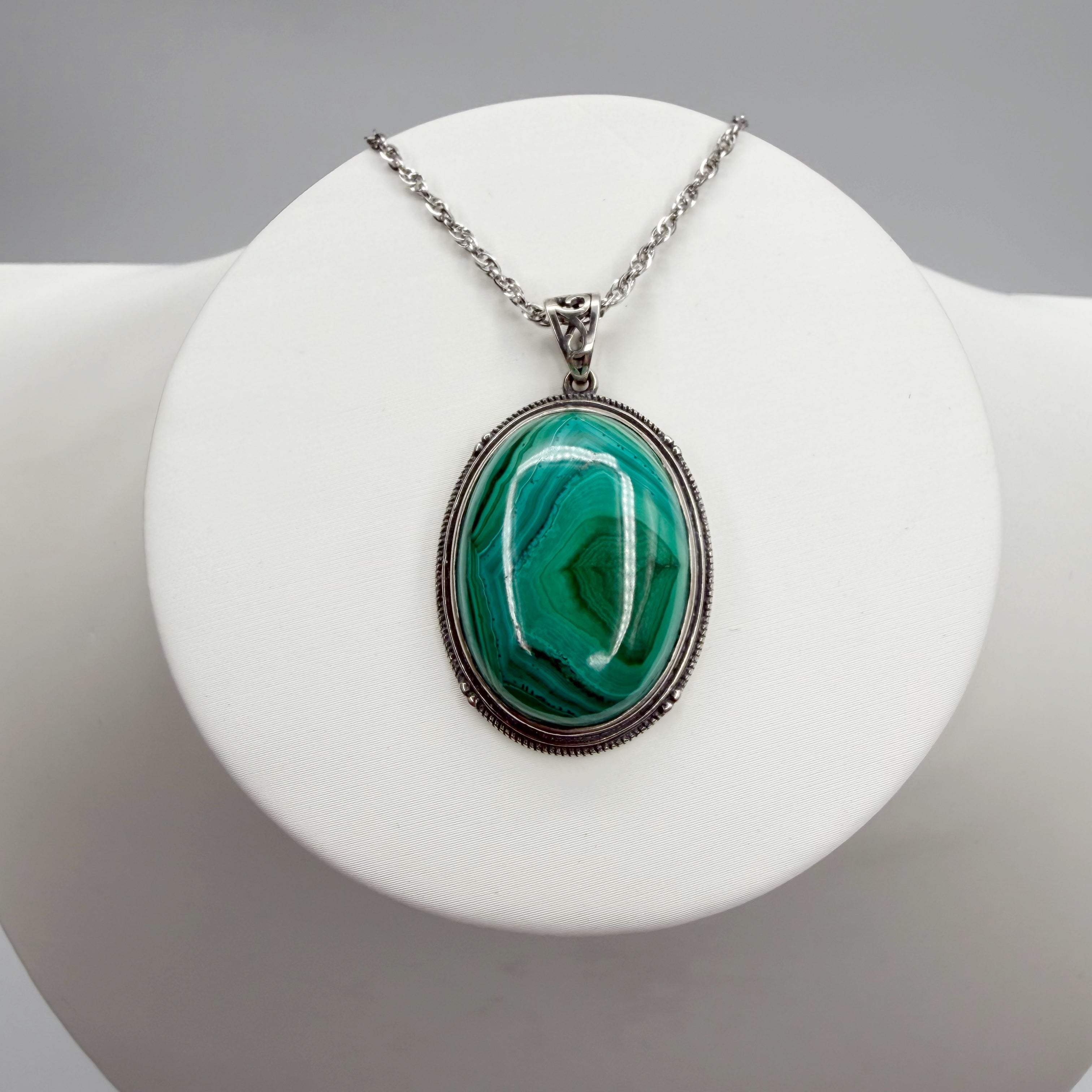 Ciondolo Malachite Ovale - Argento 925