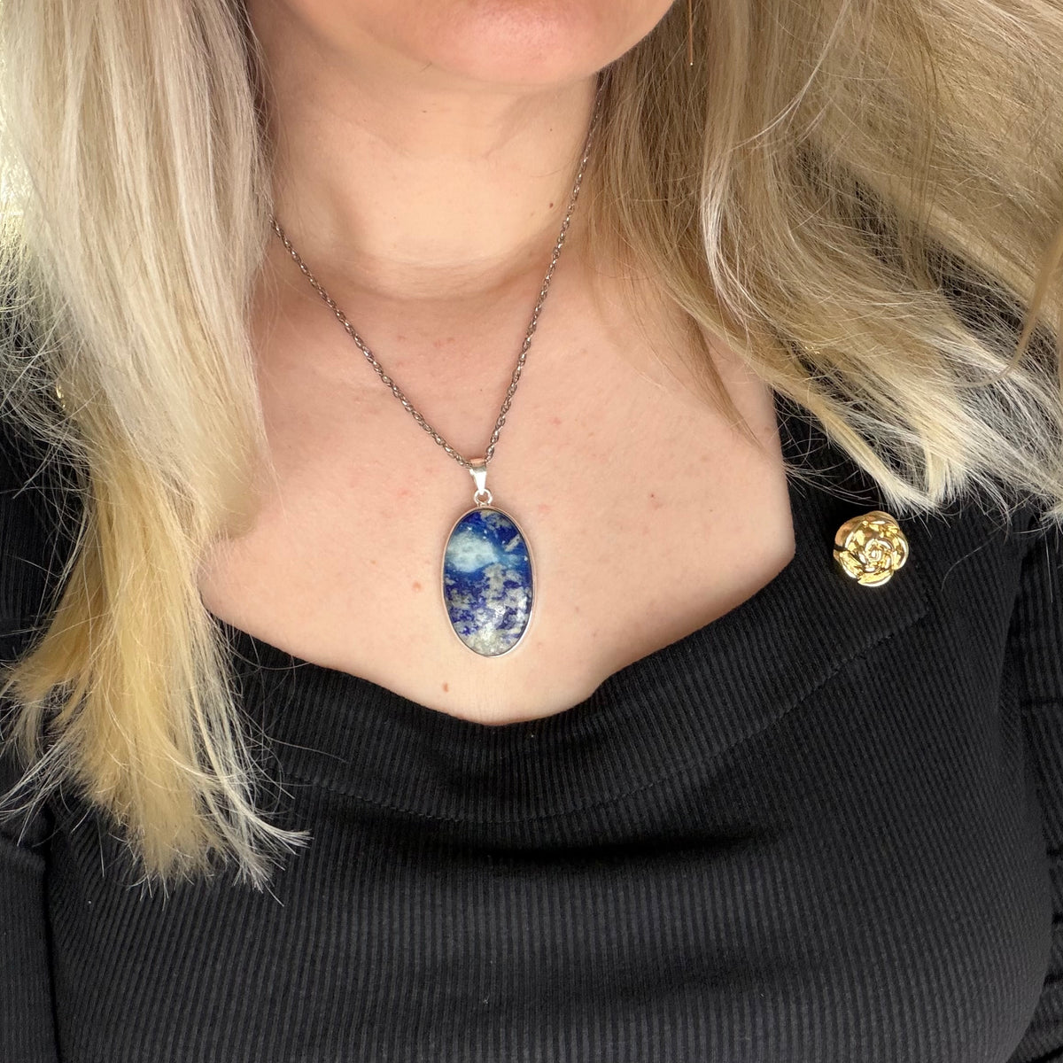 Ciondolo Afghanite e Argento 925 - Ovale