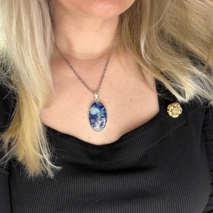 Ciondolo Afghanite e Argento 925 - Ovale