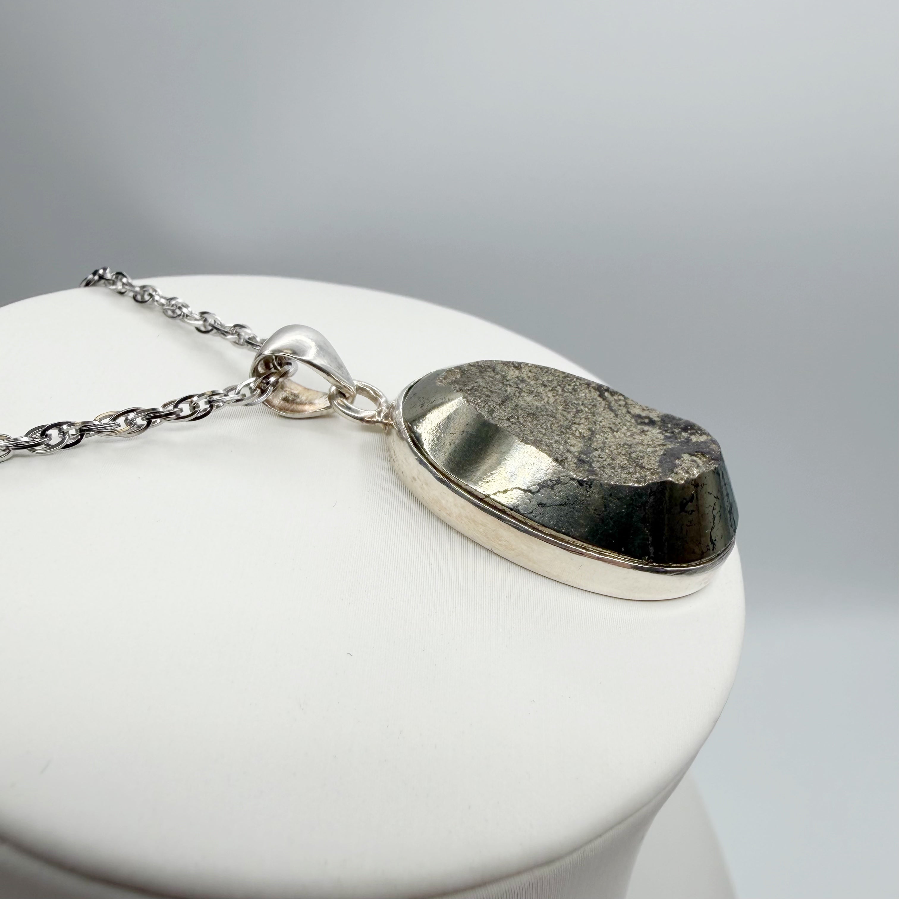 Ciondolo Pirite Grezza - Argento 925 - Ovale