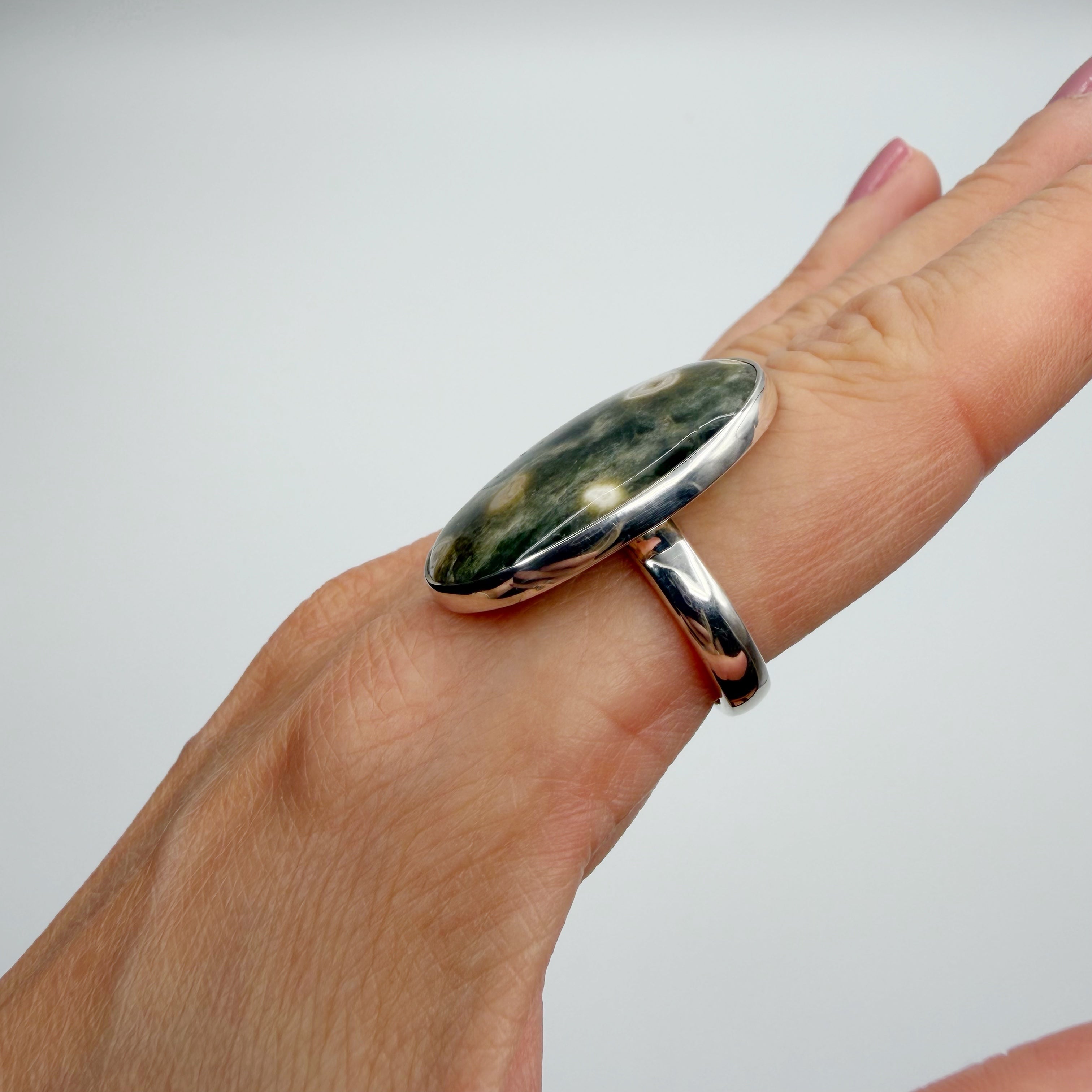 Anello Diaspro Oceano Argento 925 - Ovale