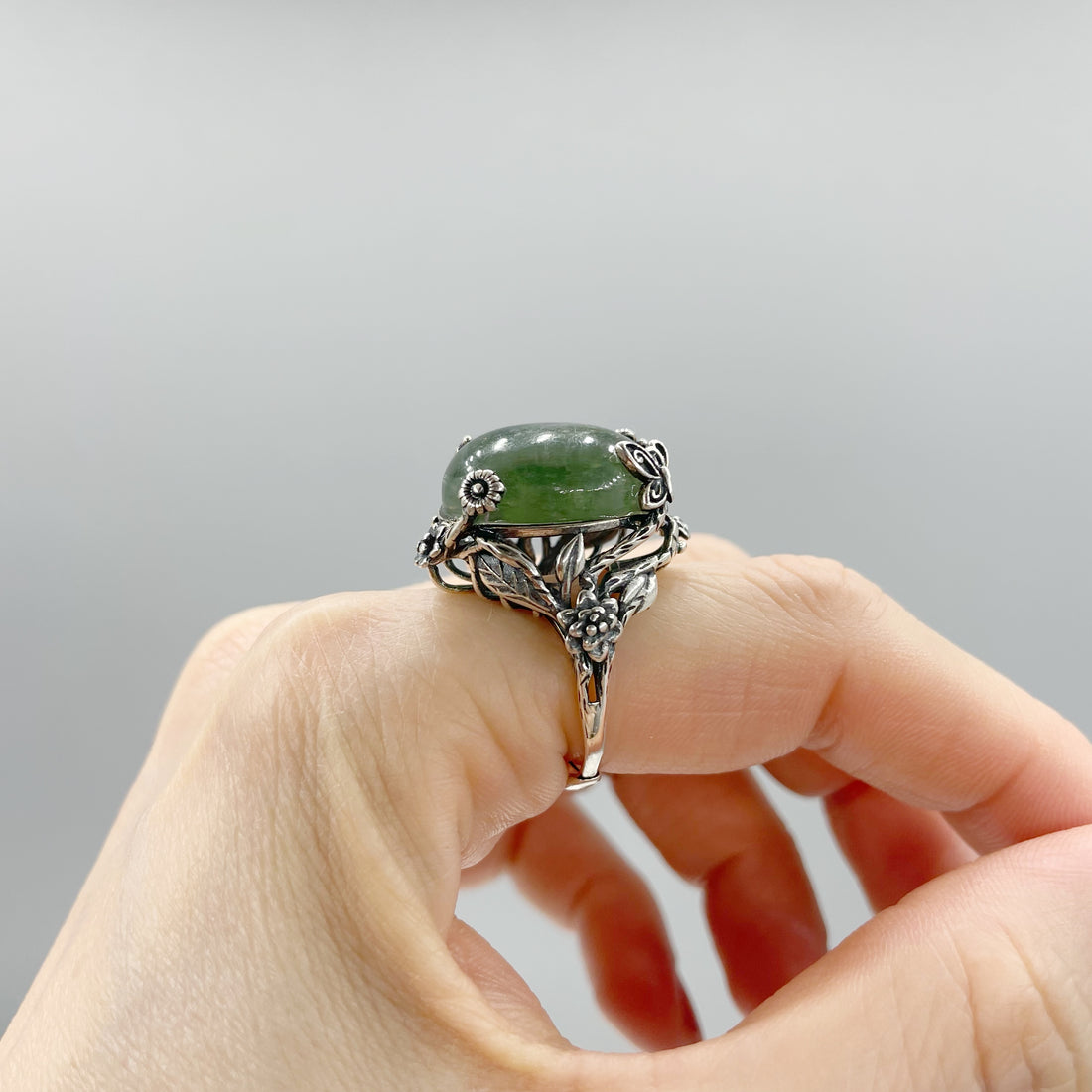 Anello Cianite Verde e Argento 925