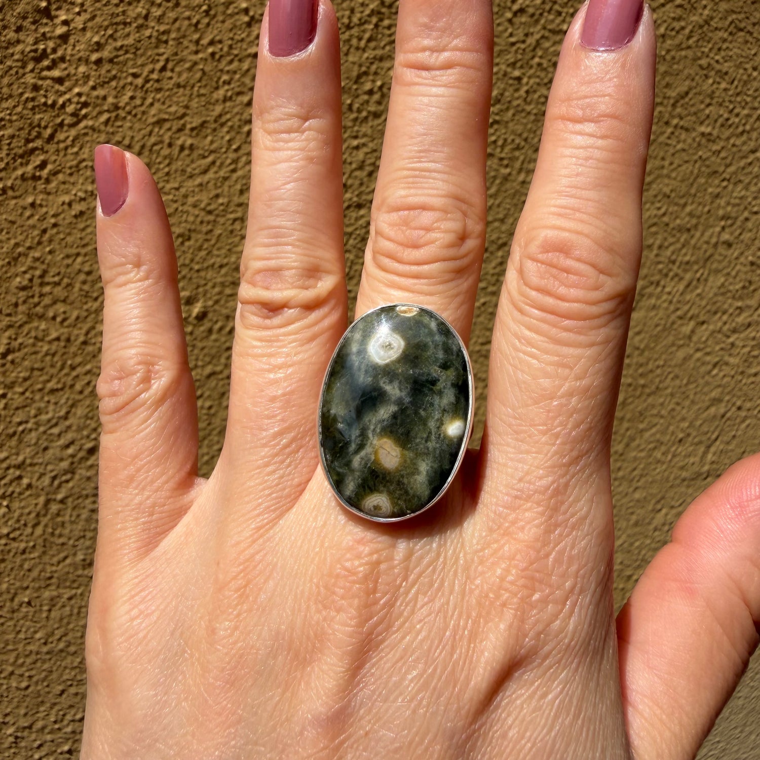 Anello Diaspro Oceano Argento 925 - Ovale