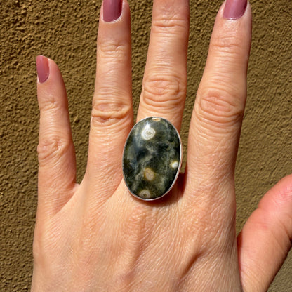 Anello Diaspro Oceano Argento 925 - Ovale