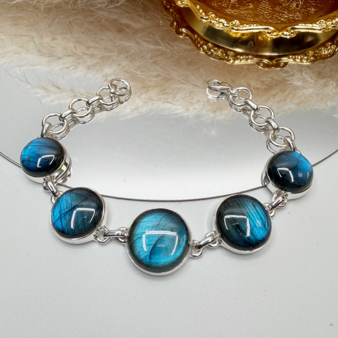 Bracciale Labradorite e Argento 925 - tondo
