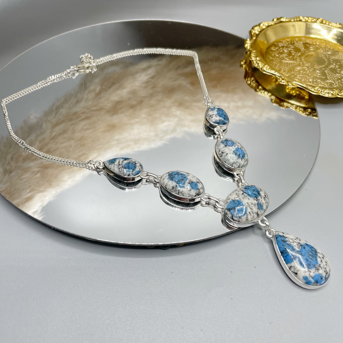 Collana Azzurrite in Granito (K2) - Argento 925