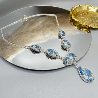 Collana Azzurrite in Granito (K2) - Argento 925