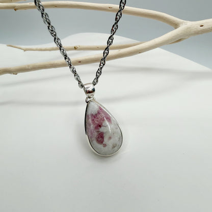 Ciondolo Tormalina Rosa e Argento 925 - A Goccia