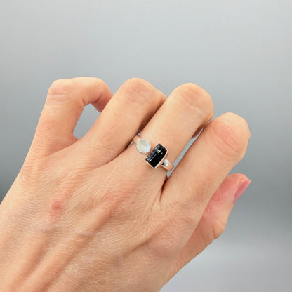 Anello Tormalina e Labradorite Bianca - Argento 925