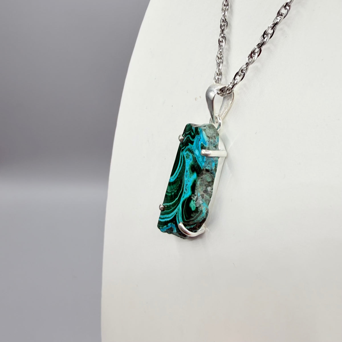 Ciondolo Malachite e Crisocolla Argento 925 - irregolare
