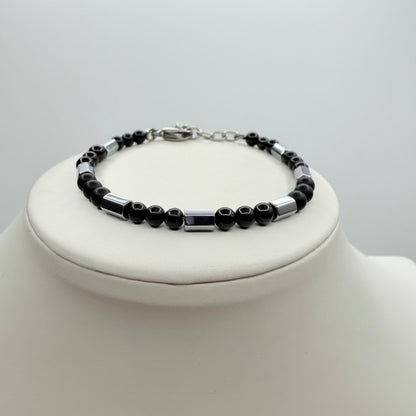 Bracciale Protection Unisex Silver - Tormalina, Onice, Shungite e Ematite