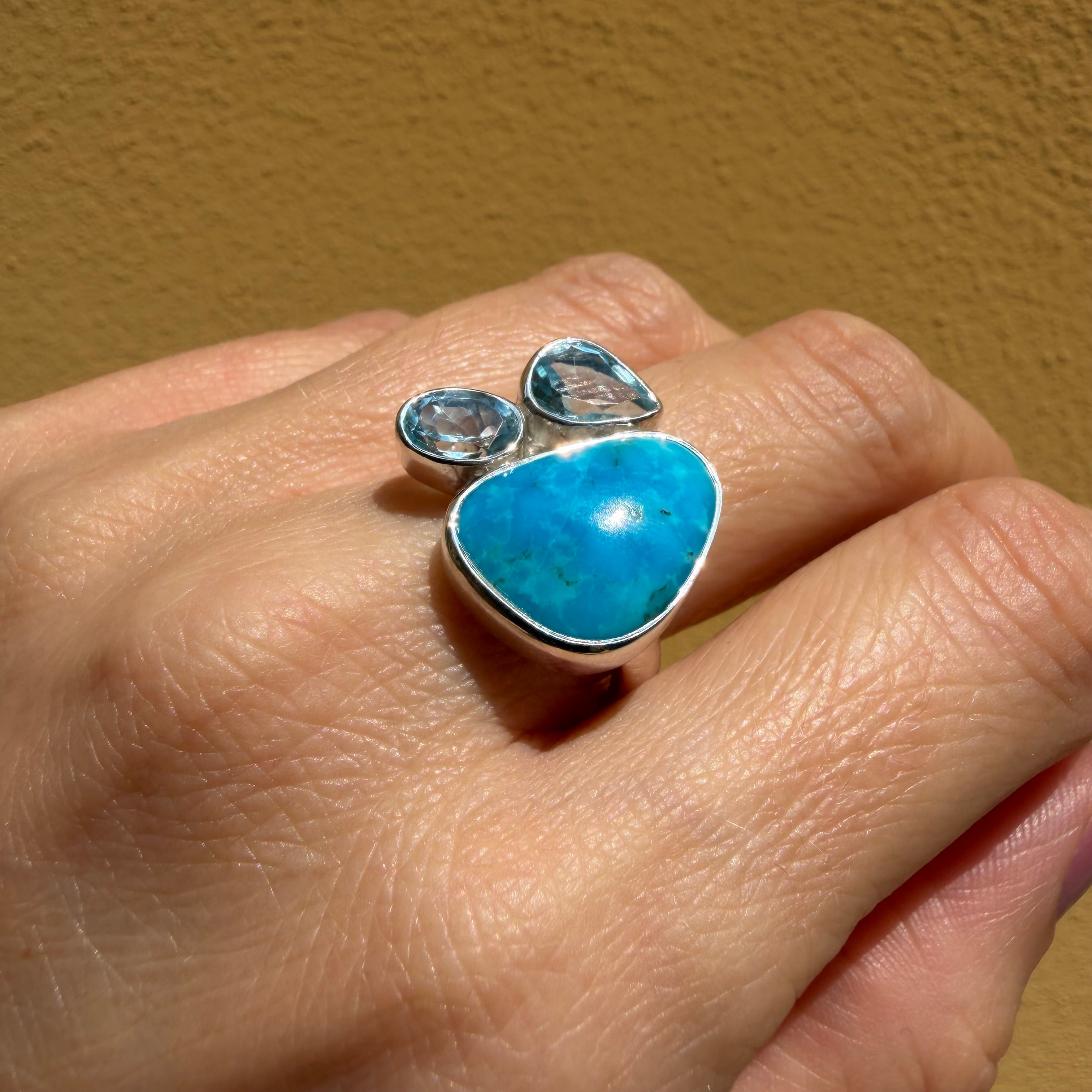 Anello Turchese Naturale e Topazio - Argento 925