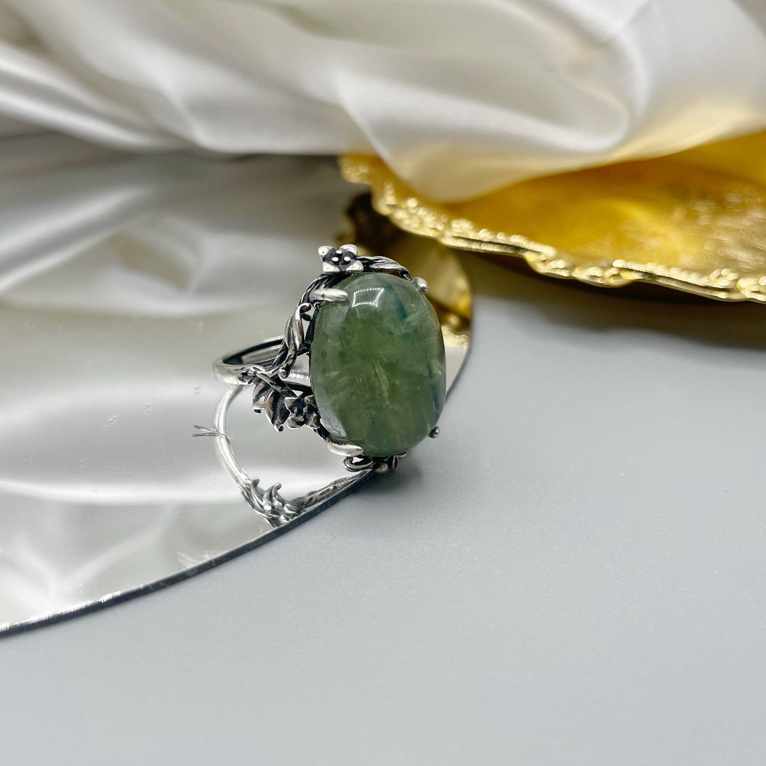 Anello Cianite Verde e Argento 925