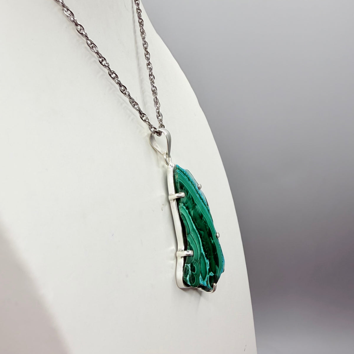 Ciondolo Malachite e Crisocolla Argento 925 - irregolare