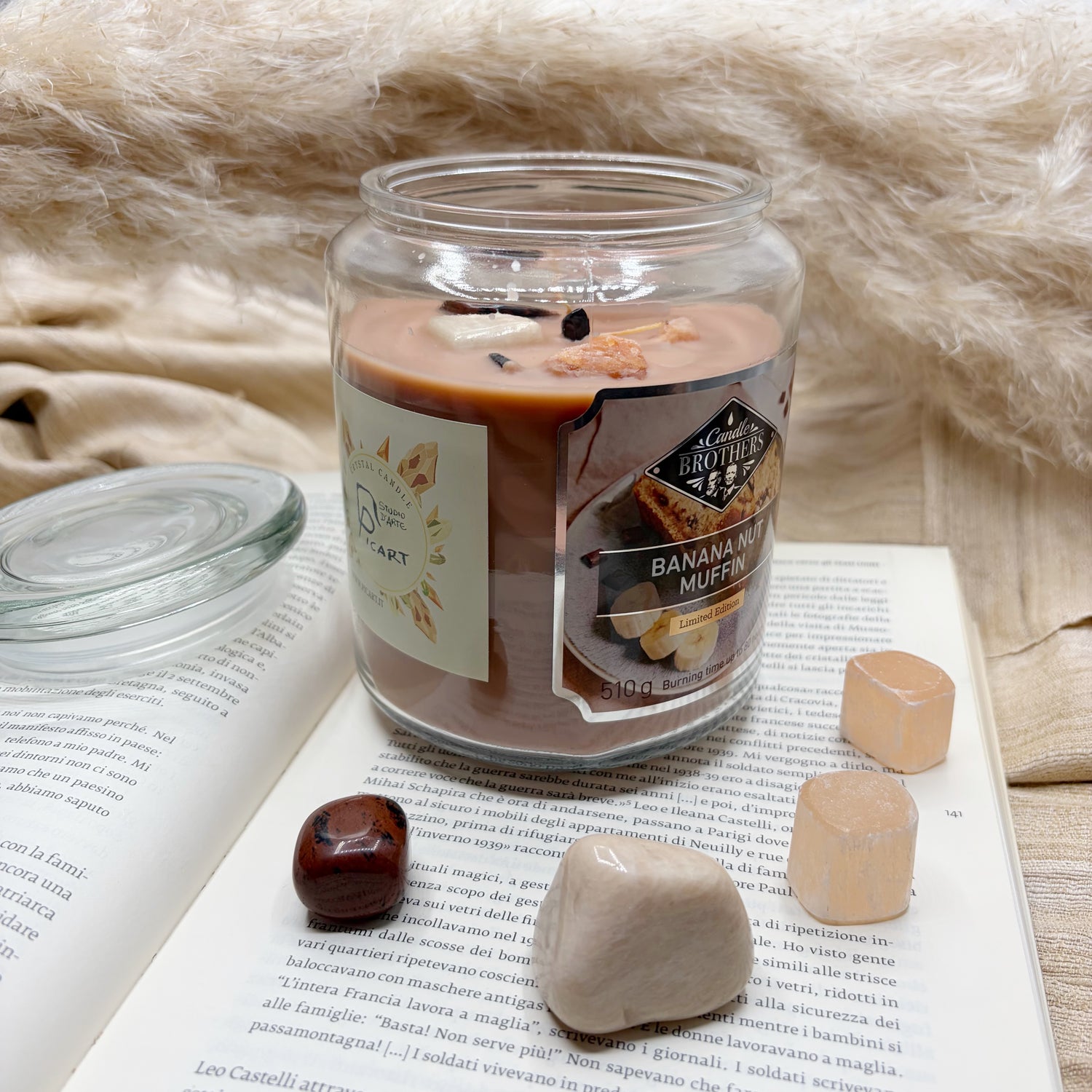 Candela con Cristalli - PURIFICAZIONE e PROTEZIONE - Banana Nut Muffin - LIMITED EDITION