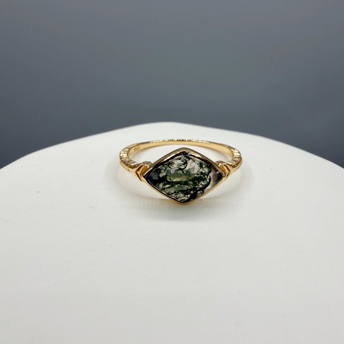 Anello Agata Muschiata | Argento 925 placcato oro 14k - NON REGOLABILE
