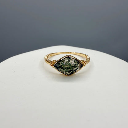 Anello Agata Muschiata | Argento 925 placcato oro 14k - NON REGOLABILE