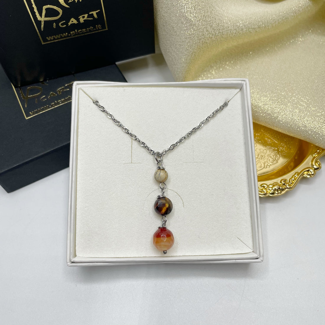 Ciondolo Good Vibes - Corniola, Paesina, Occhio di Tigre