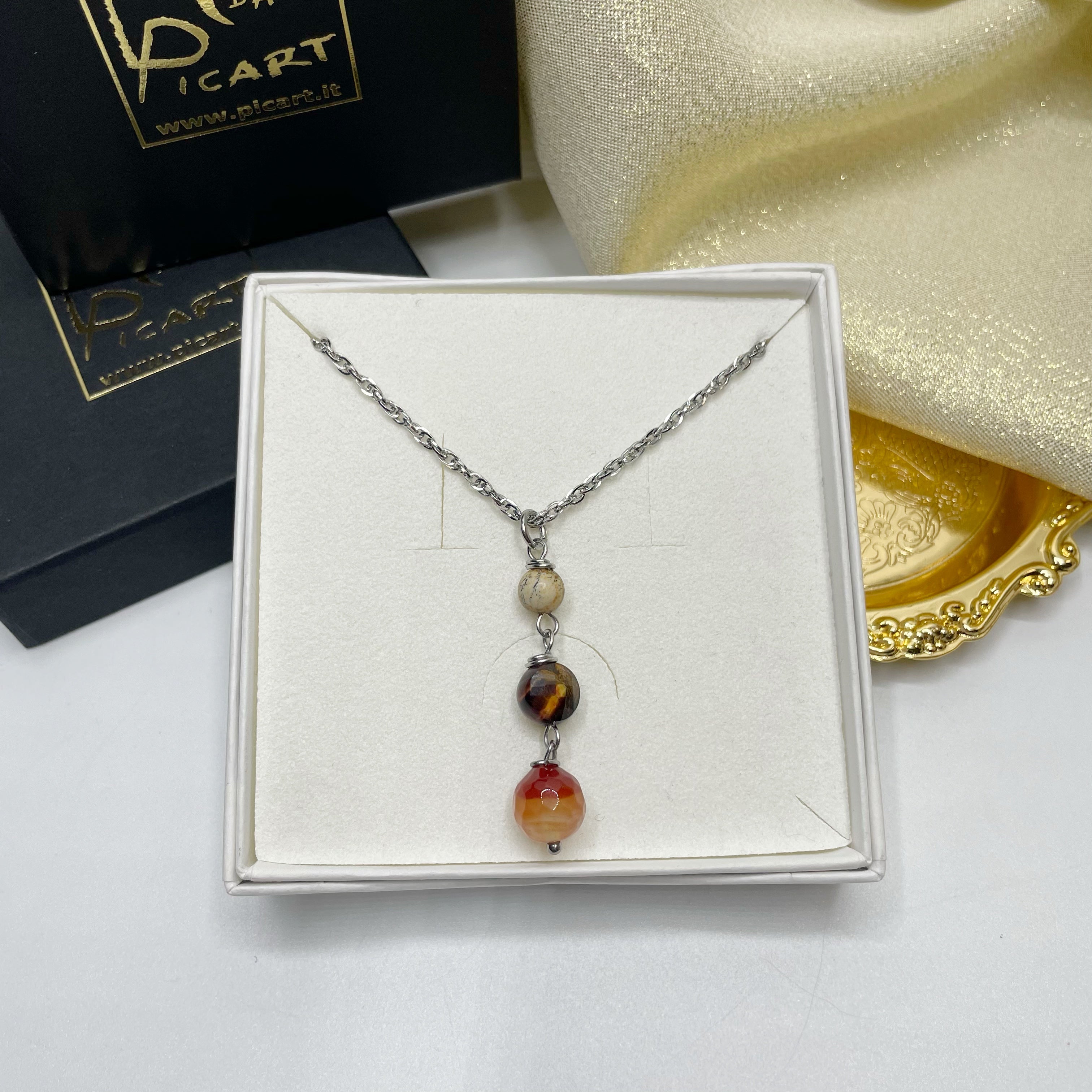 Ciondolo Good Vibes - Corniola, Paesina, Occhio di Tigre