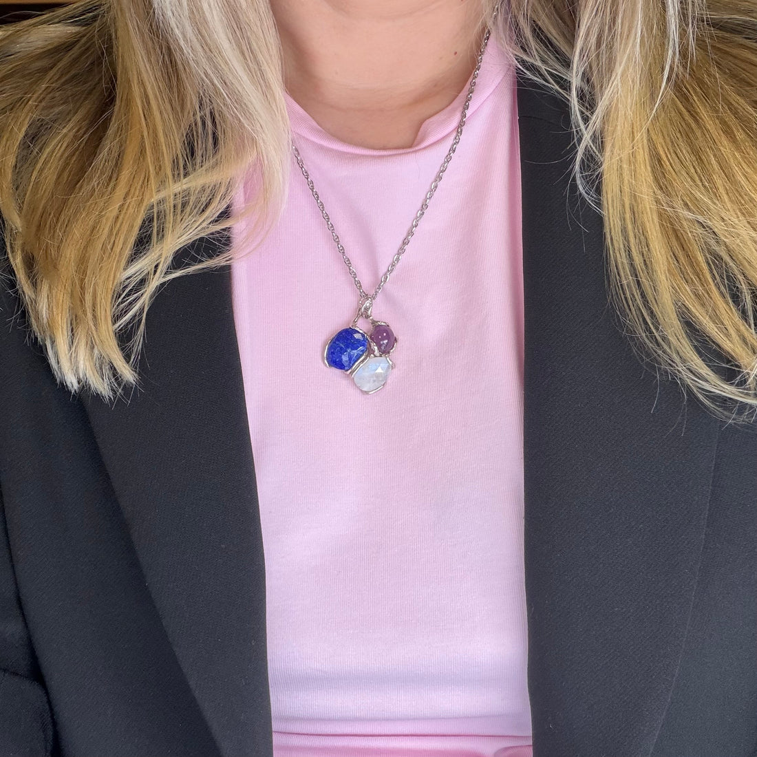 Ciondolo Lapislazzuli, Labradorite e Agata - Argento 925