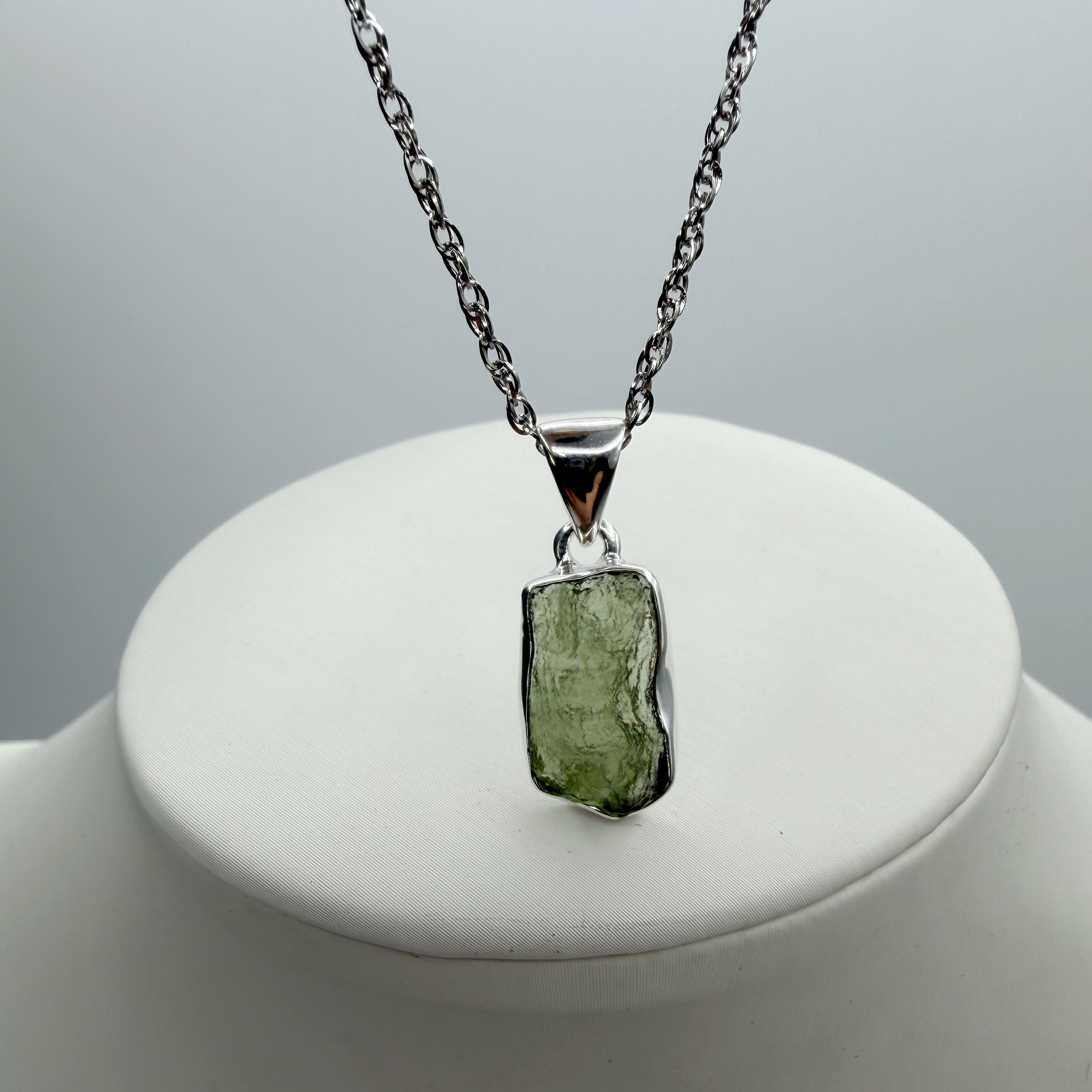 Ciondolo Moldavite Grezza - Argento 925