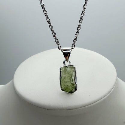 Ciondolo Moldavite Grezza - Argento 925