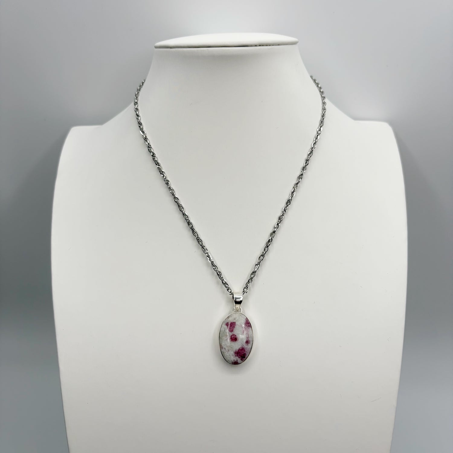 Ciondolo Tormalina Rosa e Argento 925 - Ovale