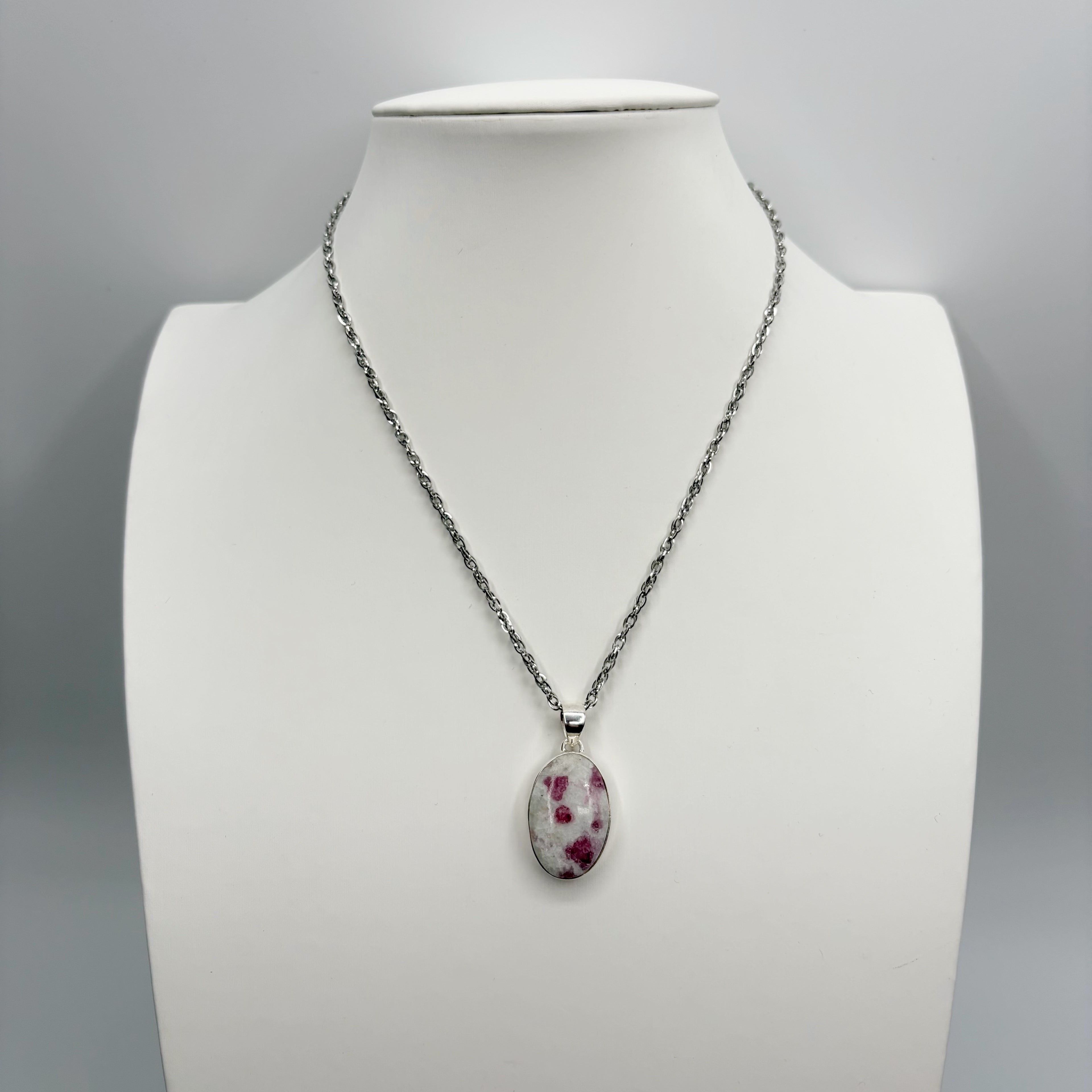 Ciondolo Tormalina Rosa e Argento 925 - Ovale
