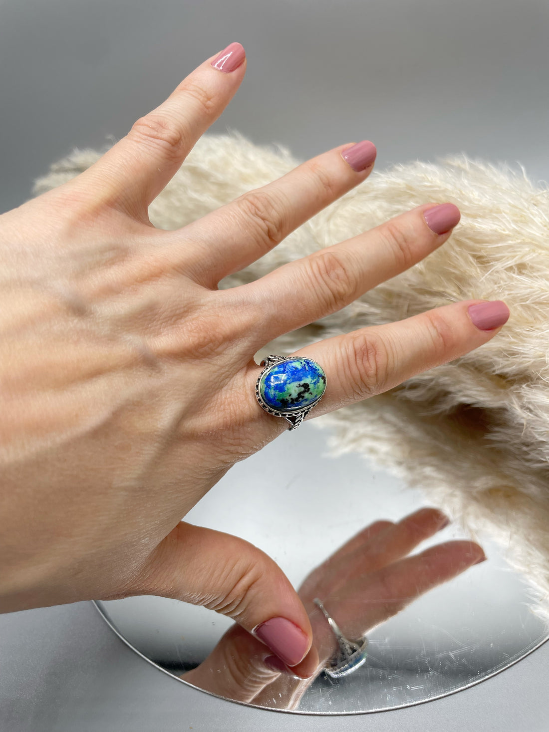 Anello Turchese Naturale e Lapislazzuli - Argento 925