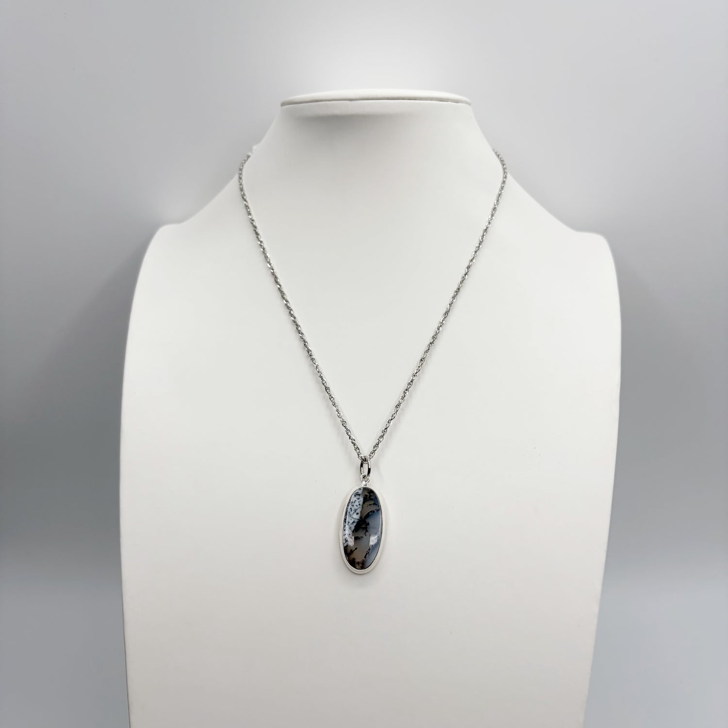 Ciondolo Opale Dendritico e Argento 925 - Ovale