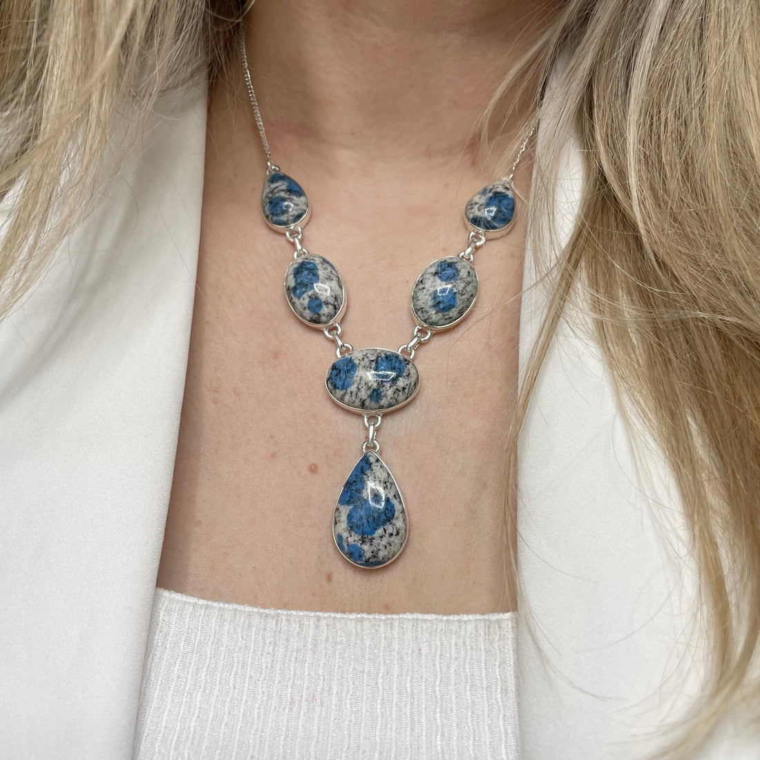 Collana Azzurrite in Granito (K2) - Argento 925